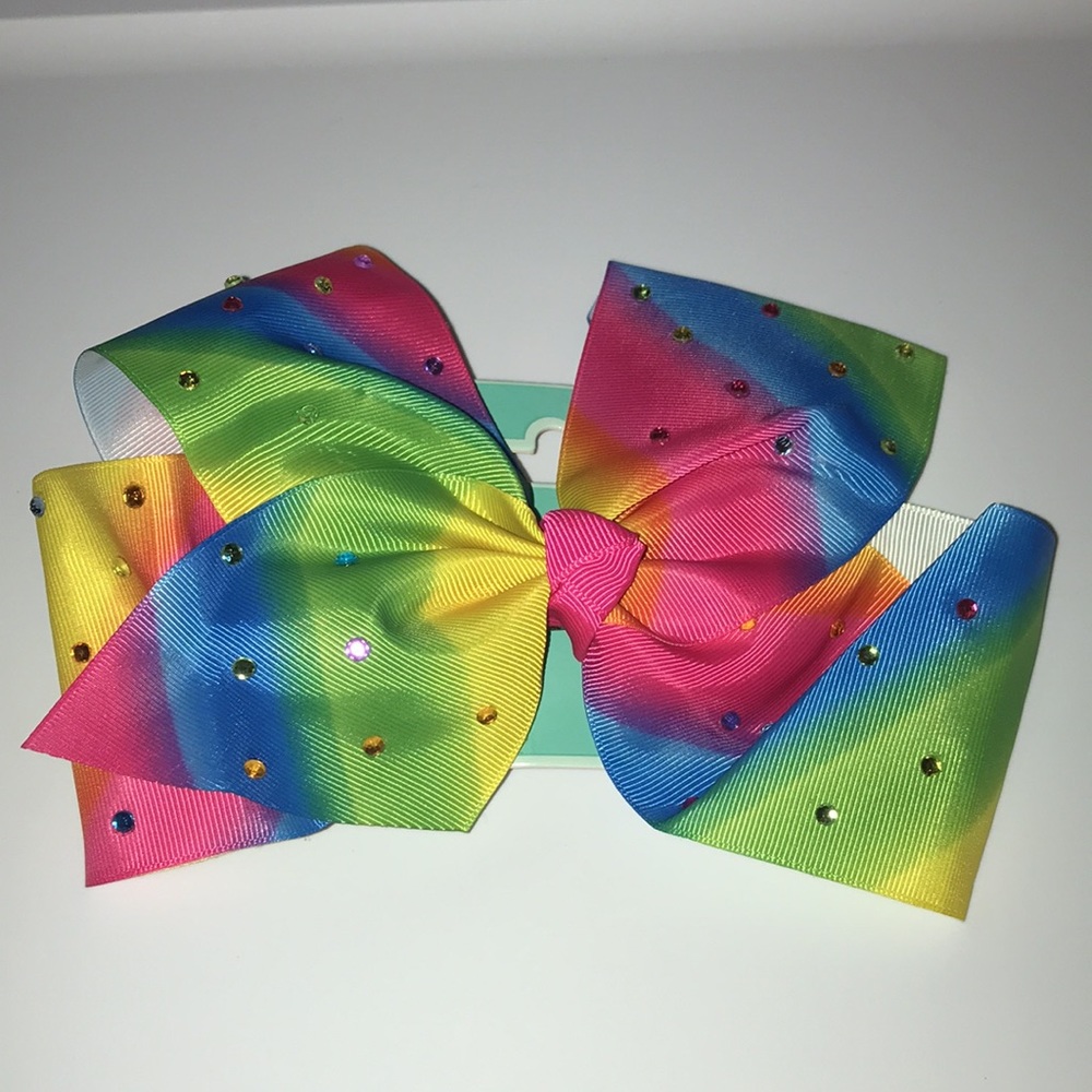 Copper Key rainbow colored hair bow with Rhinestones. NWT